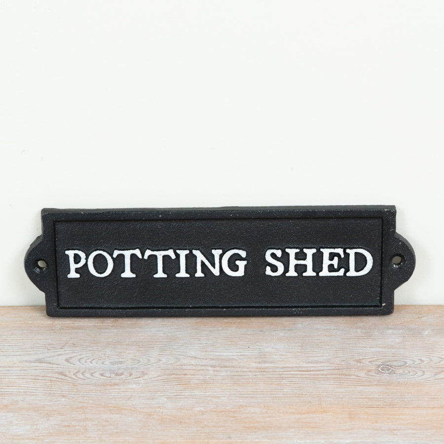 Potting Shed Cast Iron Sign 22cm – Rustic Garden Wall Plaque, Vintage Outdoor Decor for Shed & Garden Styling