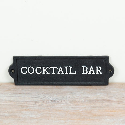 Cocktail Bar Cast Iron Sign 22cm – Vintage Wall Plaque, Rustic Home Bar Decor for Entertaining & Pub Styling