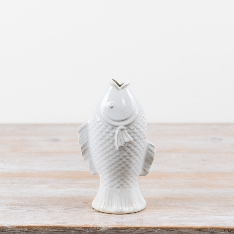 White Fish Vase, 19cm