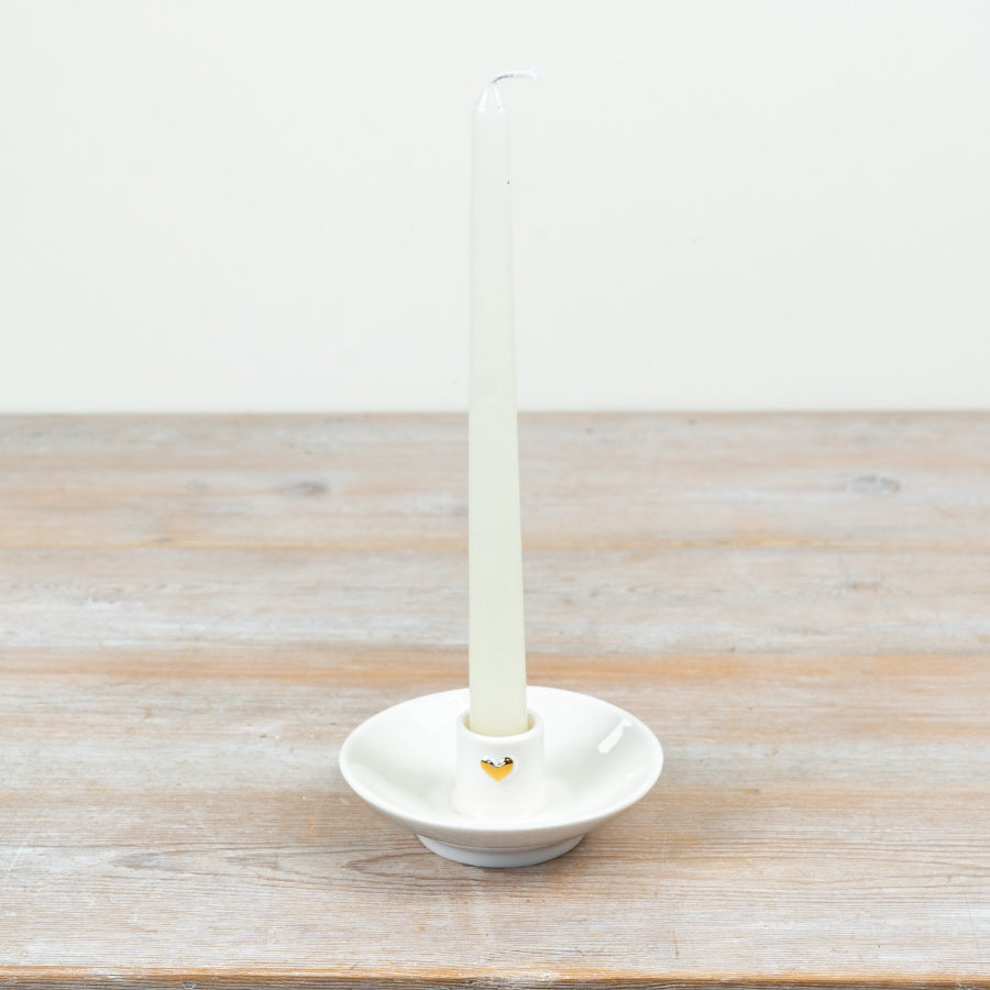 Candle Holder with Gold Heart, 11.3cm