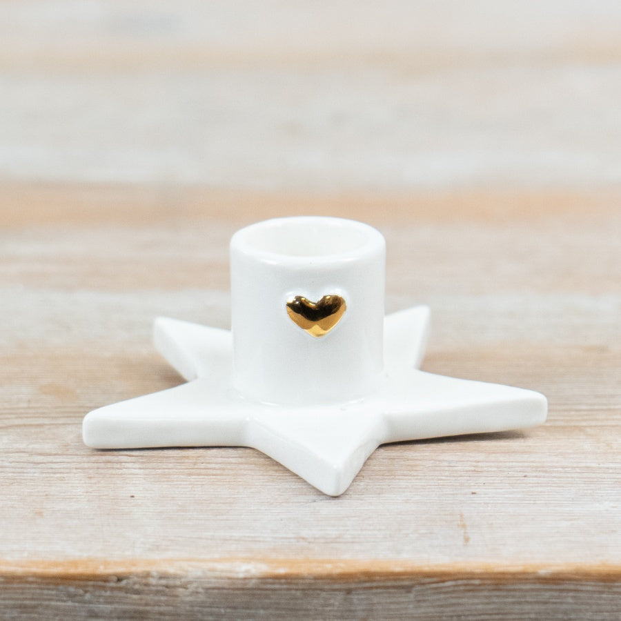 Star Taper Candle Holder Ceramic Star Candle Stand Decorative Home Décor Ornament Gift 9.3cm