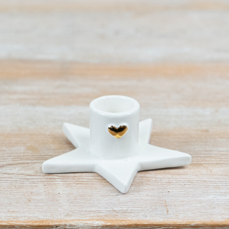 Star Taper Candle Holder Ceramic Star Candle Stand Decorative Home Décor Ornament Gift 9.3cm