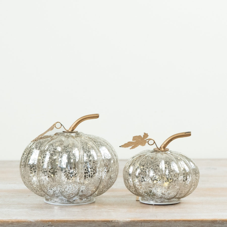 Antique Light Up Pumpkin Glass Pumpkin Decoration LED Autumn Halloween Home Décor 15x14cm Item #81002