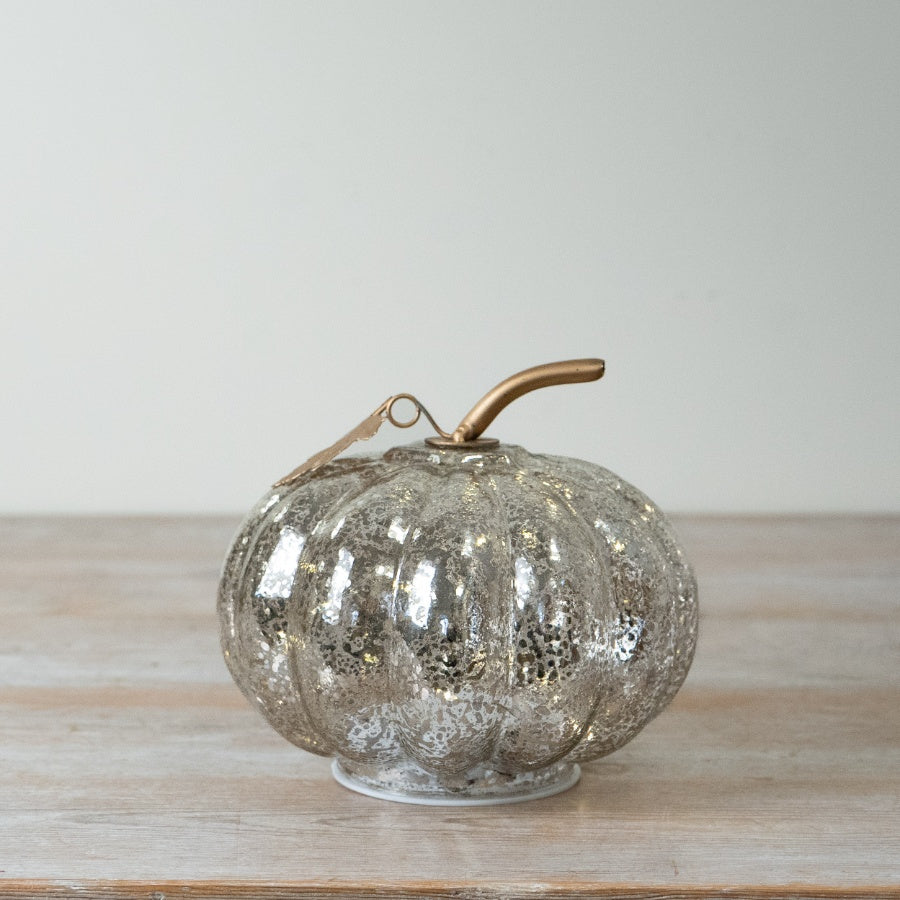 Antique Light Up Pumpkin Glass Pumpkin Decoration LED Autumn Halloween Home Décor 15x14cm Item #81002