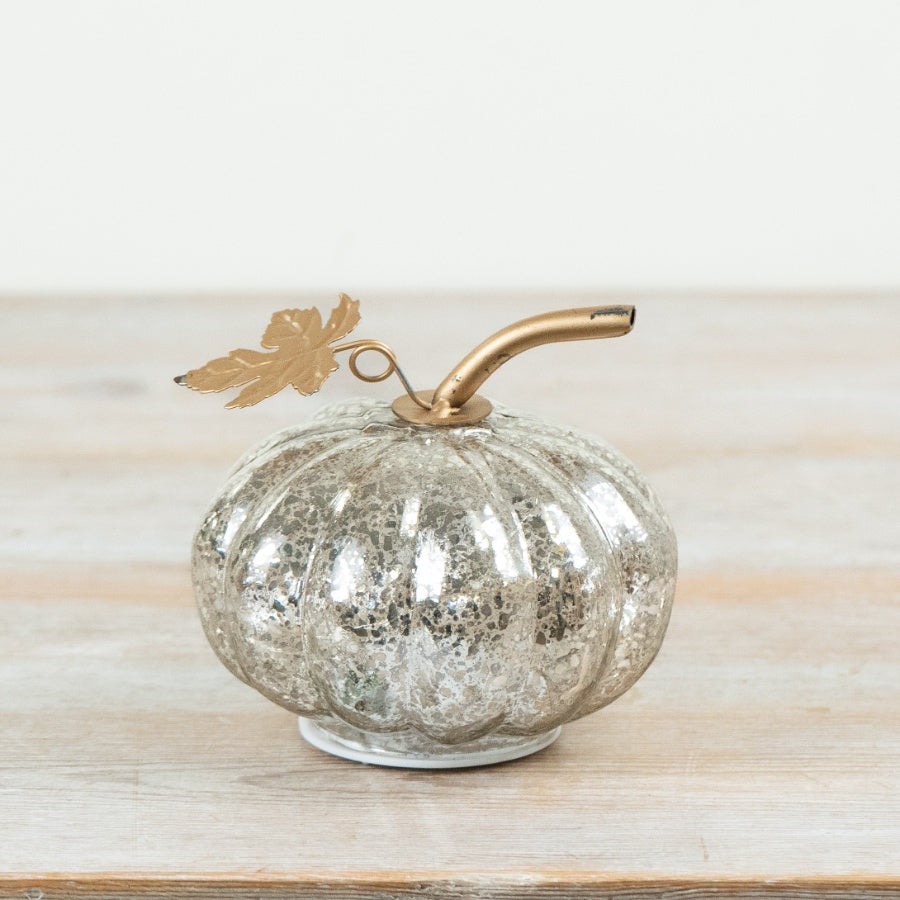Antique Light Up Pumpkin Glass Pumpkin Decoration LED Autumn Halloween Home Décor 15x14cm Item #81002
