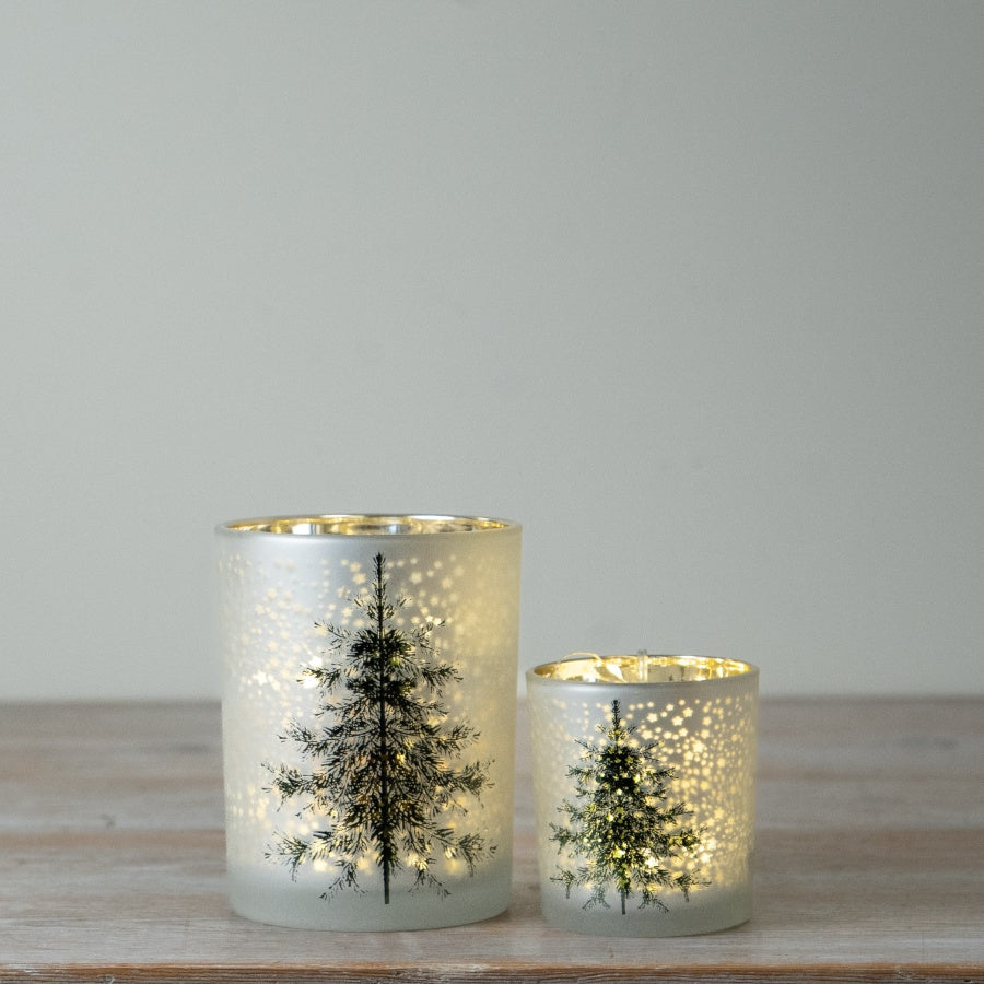 Tree T-Light Holder Frosted Glass Tealight Holder Christmas Tree Candle Holder Festive Home Décor 8cm Item #81137