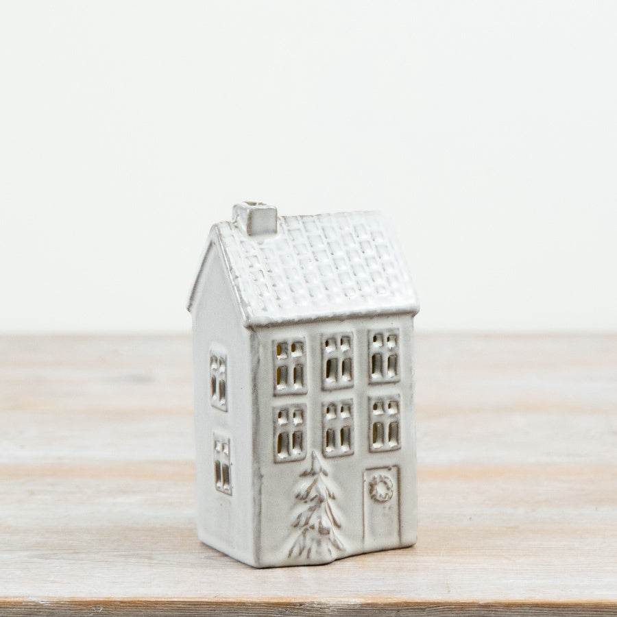 Ceramic LED Christmas House with Tree – 20cm