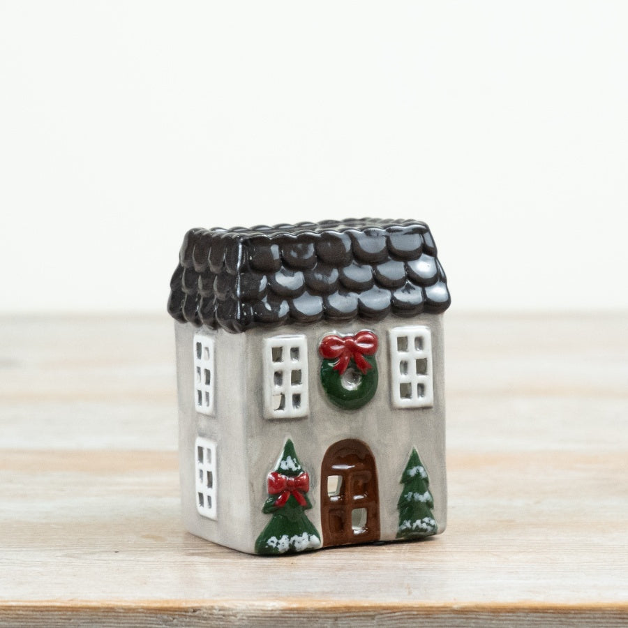 Glazed Candle House Ceramic Christmas Candle House Tealight Holder Festive Home Décor 10cm Item #81162