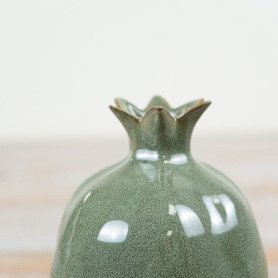 Sage Pomegranate Vase, 12.5cm