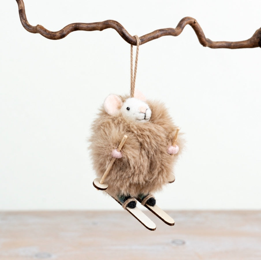 Mice on Skis Hanging Decoration Alpine Mouse Christmas Tree Ornament Winter Home Décor 12.5cm Item #81213