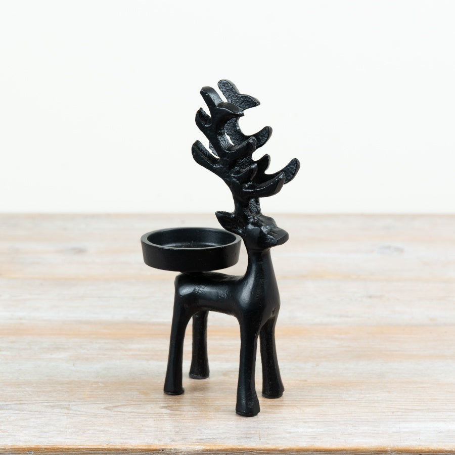 Black Reindeer Candle Holder, 23cm