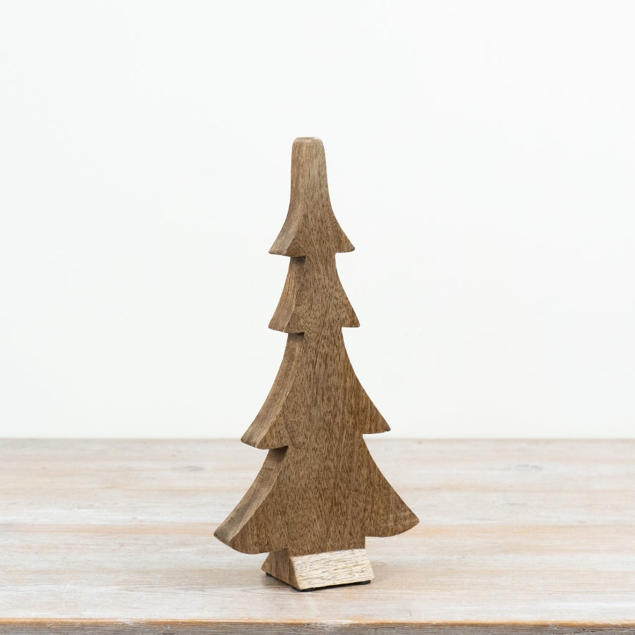 Rustic Wooden Tree Decoration Natural Wood Freestanding Tree Ornament Scandi Home Décor 30cm