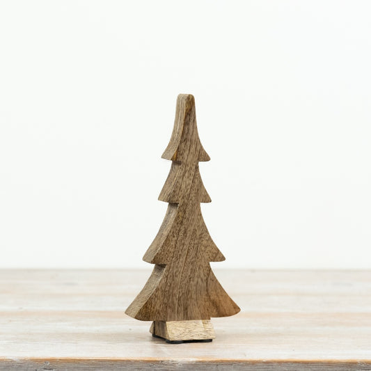 Rustic Wooden Tree Decoration Natural Wood Freestanding Tree Ornament Scandi Home Décor 20cm