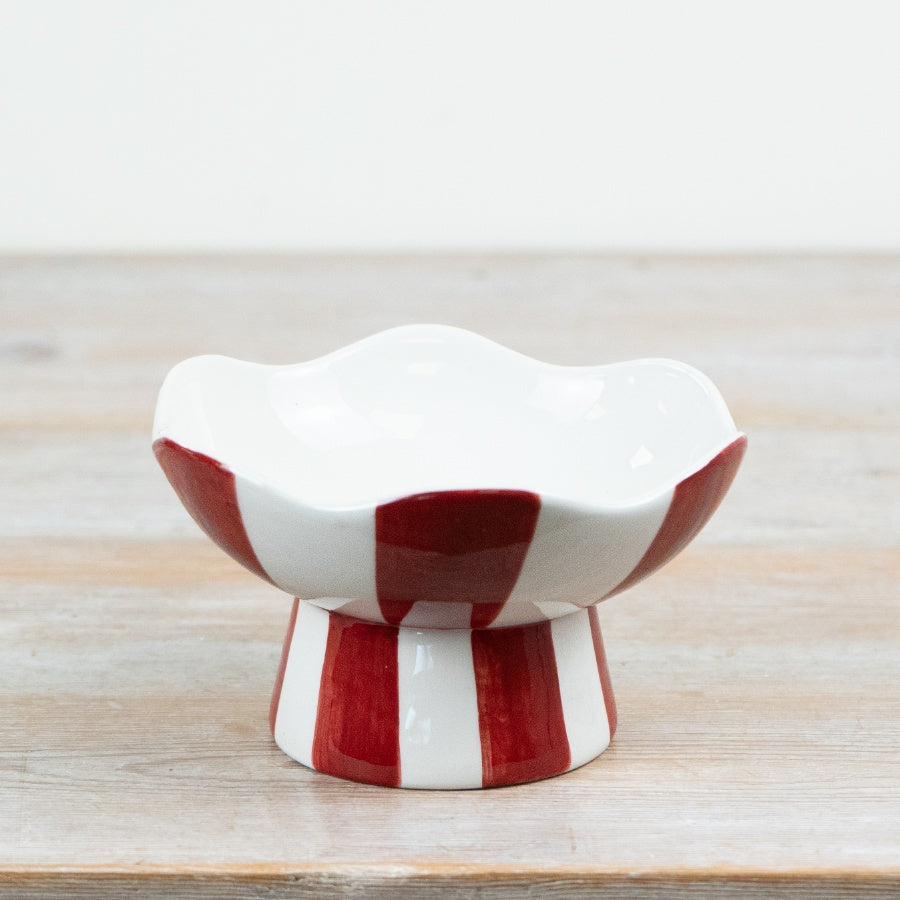 Red & White Striped Candy Bowl Christmas Sweet Bowl Festive Serving Dish Holiday Home Décor 15cm
