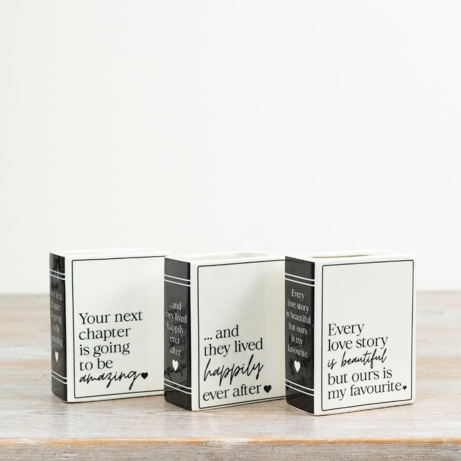 Mini Book Vase "And The Lived Happily Ever After" 10.5cm