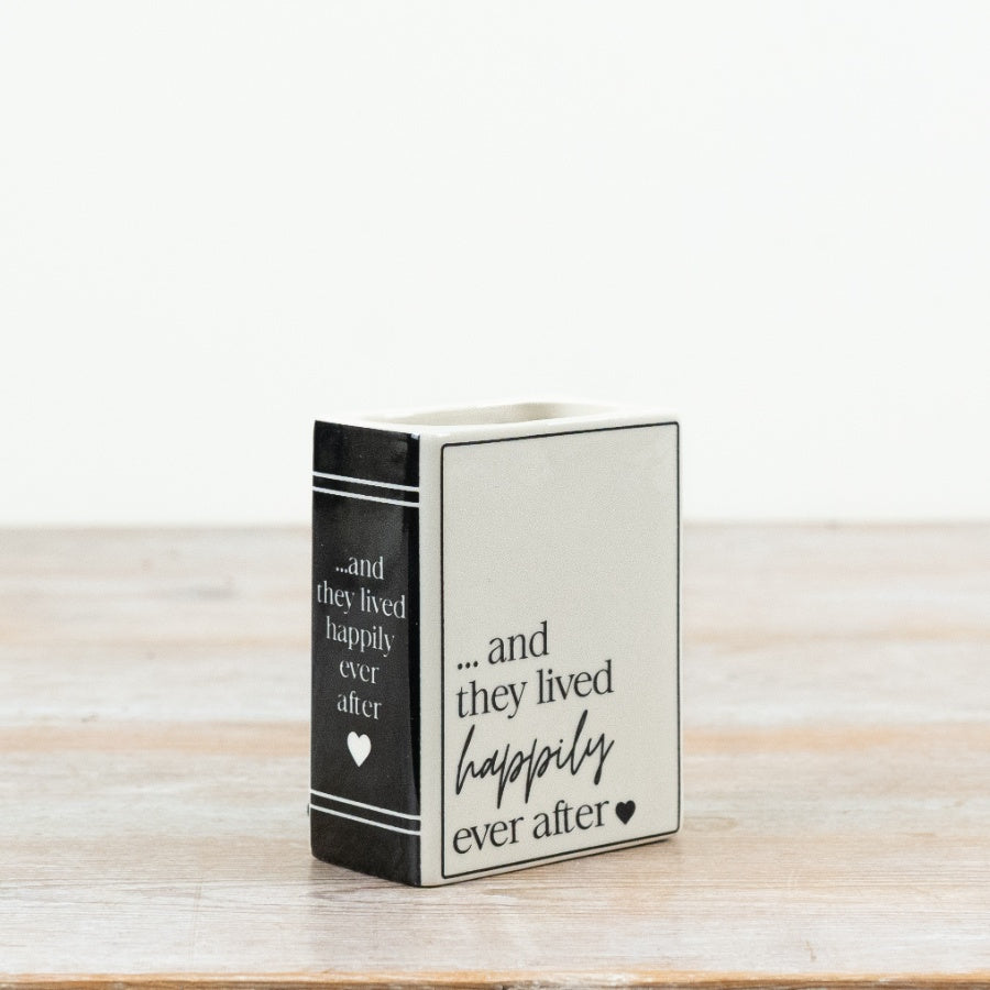 Mini Book Vase "And The Lived Happily Ever After" 10.5cm