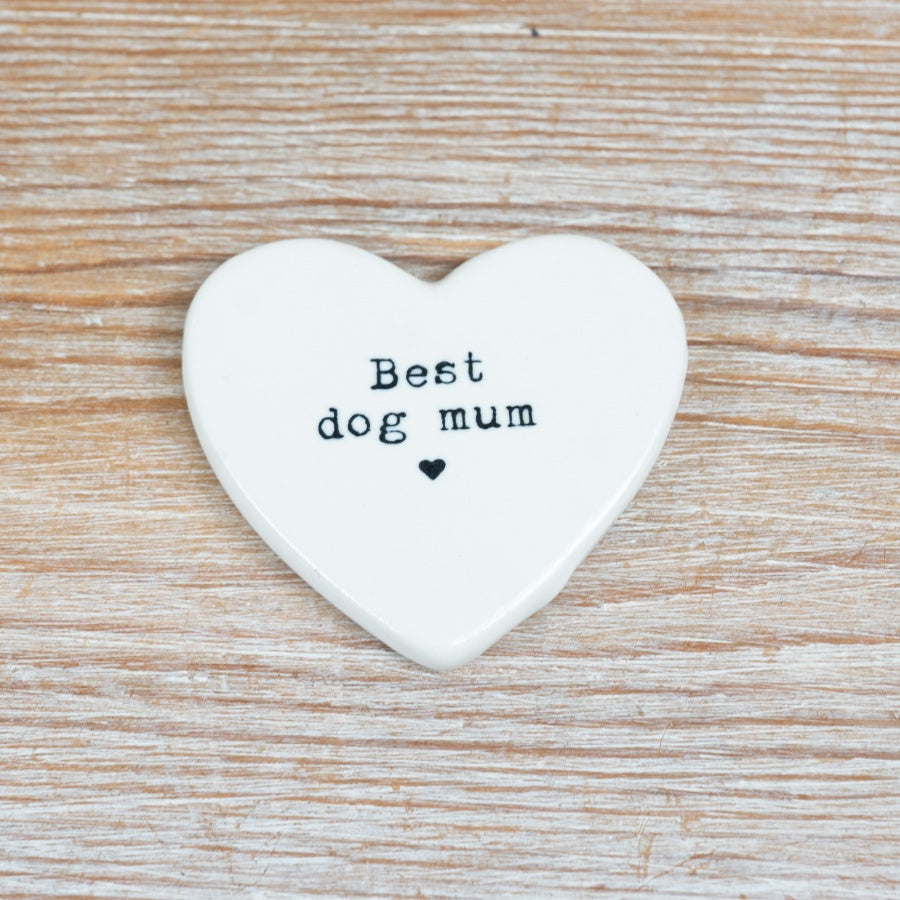 Best Dog Mum Heart Token, 4cm