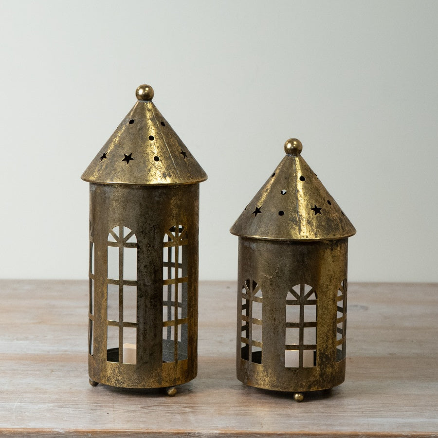 Gold Metal House Candle Holder Decorative Tealight Lantern Christmas Home Décor Ornament 29cm
