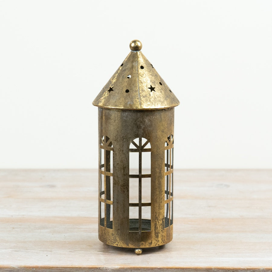 Gold Metal House Candle Holder Decorative Tealight Lantern Christmas Home Décor Ornament 29cm