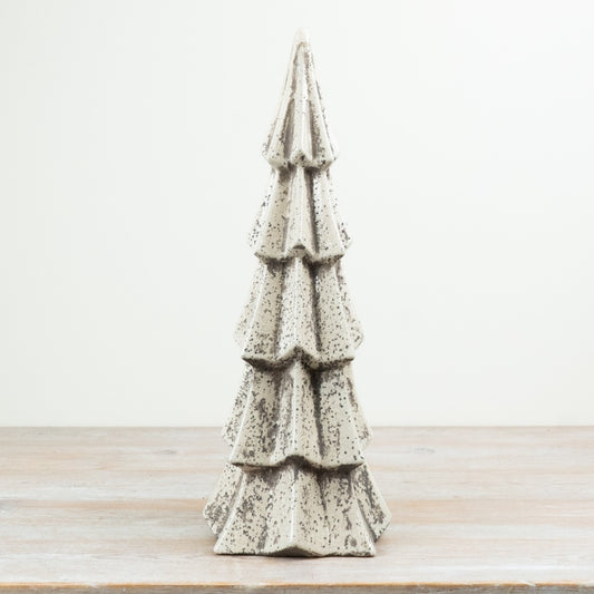 Rustic Christmas Tree Ceramic Christmas Tree Decoration White Glaze Black Speckle Festive Home Décor 46.5cm Item #81665