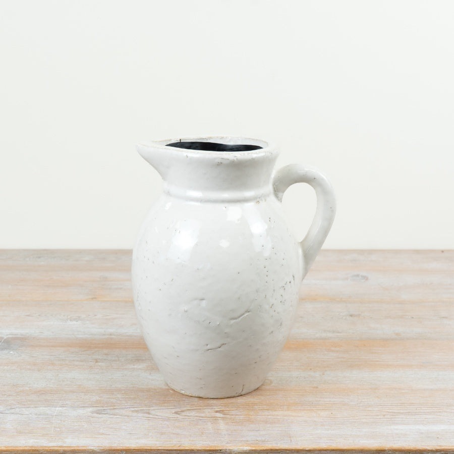 Jug Vase White Glazed Ceramic Jug Vase Contemporary Decorative Flower Vase Home Décor 25cm Item #81682