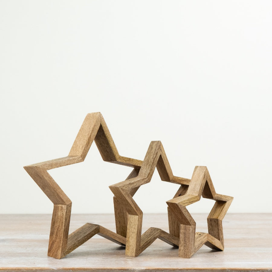 Set of 3 Wooden Stars 13.5cm / 20cm / 25cm