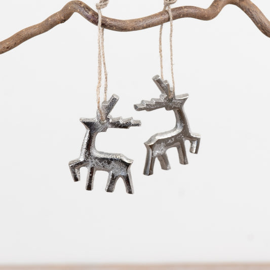 Silver Hanging Reindeer Decoration Reindeer Tree Ornament Christmas Home Décor Festive Silver Accent 5.5cm Item #81786