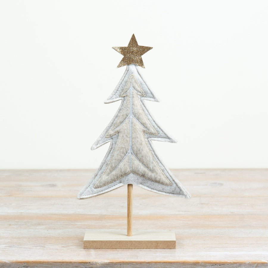 White Felt Tree Decoration Felt Christmas Tree Ornament MDF Base Minimalist Festive Home Décor 30cm Item #82042