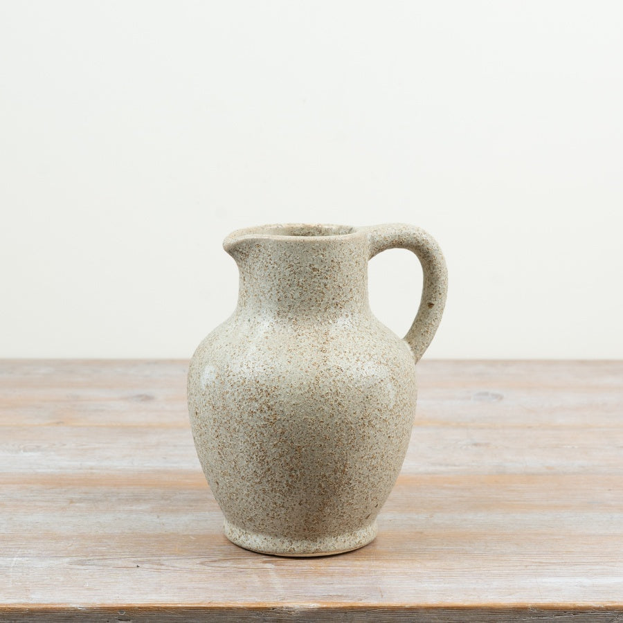 Rustic Jug Vase Neutral Ceramic Pitcher Decorative Flower Vase Farmhouse Home Décor 19.5cm Item #82053