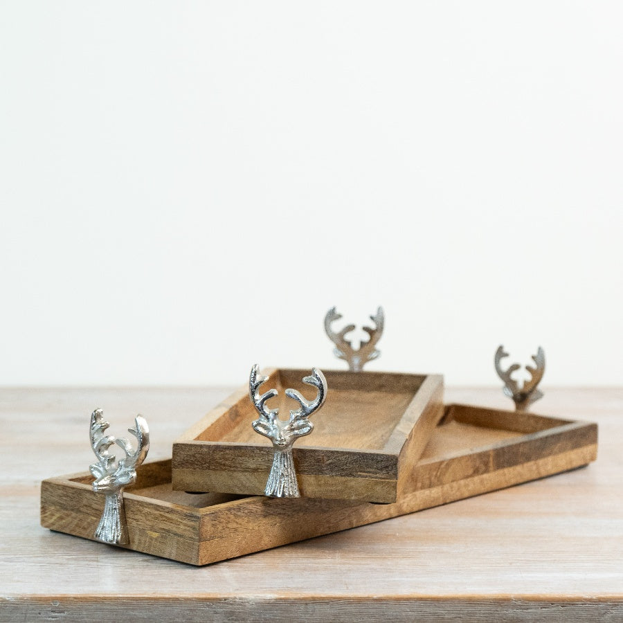 Tray with Reindeer Handle, 44cm