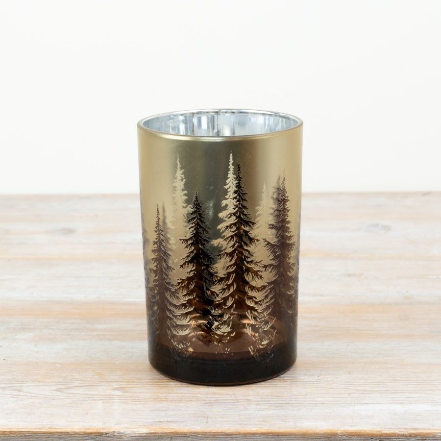 Gold Tree Pattern Candle Holder Glass Tealight Holder Gold Detail Tree Design Home Décor 18cm Item #82611
