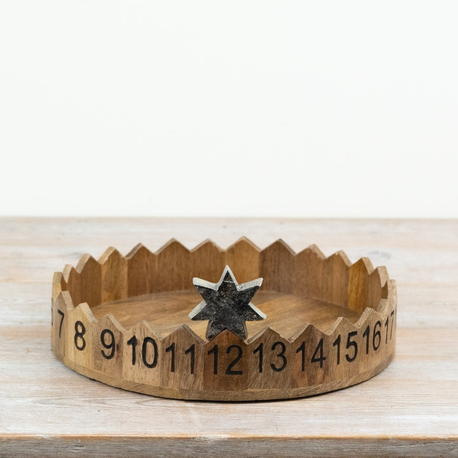 Wooden Tray Advent Calendar with Metal Star