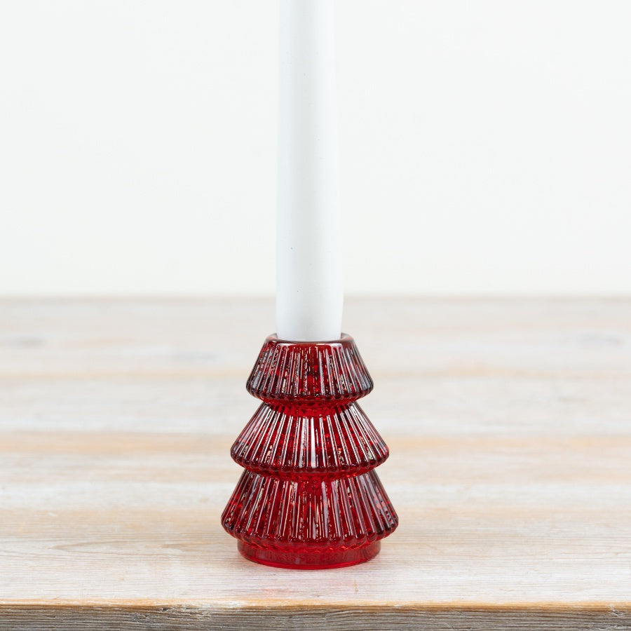 Red Glass Taper Candle Holder Decorative Candlestick Home Décor 8cm Item #82719