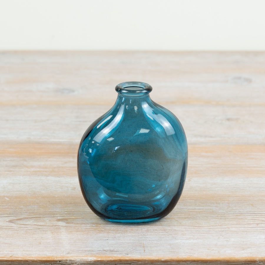 Blue Glass Bud Vase Coastal Floral Bottle Vase Decorative Home Décor 11.2cm Item #82720
