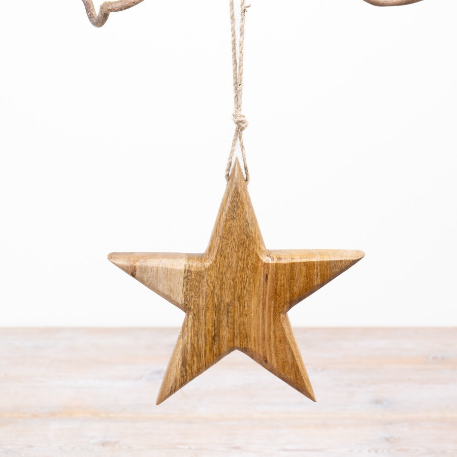 Hanging Wooden Star, 17cm