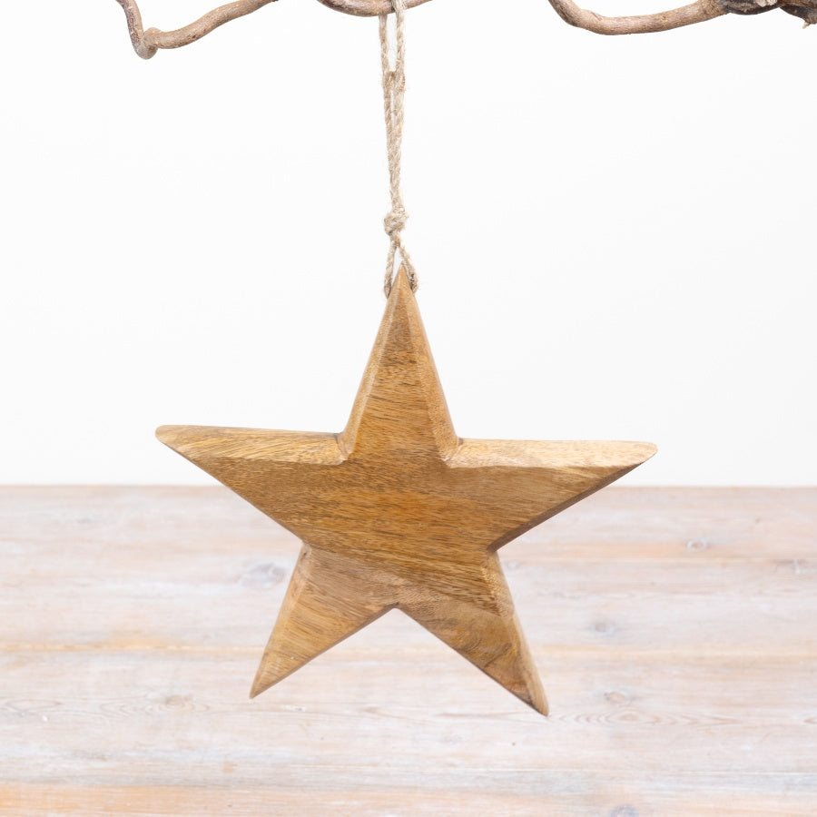 Wooden Star on Jute, 22cm