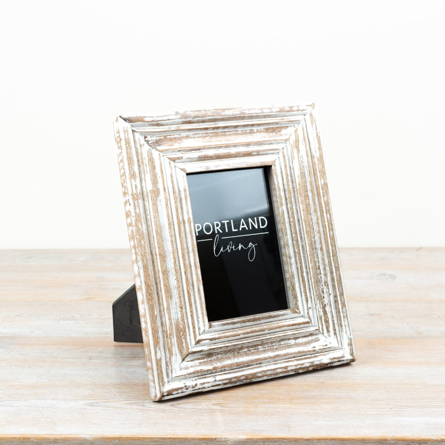 6x4" White Washed Photo Frame, 27cm