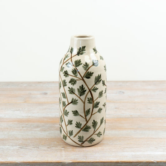 Foliage Ceramic Vase 30.5cm – Botanical Decorative Flower Vase Large Home Decor Accent for Interiors