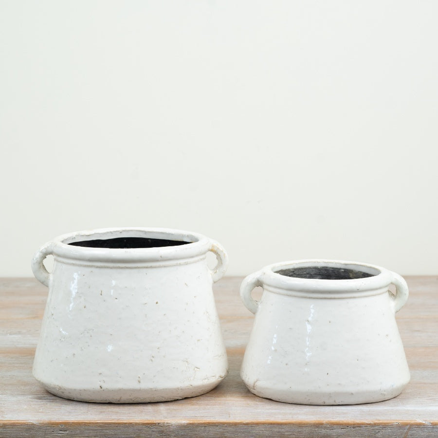 Ceramic Planter with Handles Natural Plant Pot Decorative Indoor Planter Rustic Garden Home Décor 19.5cm Item #83078