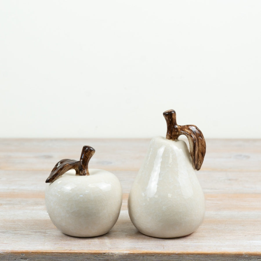 Ceramic Glazed Pear Ornament Decorative Pear Sculpture White Glazed Fruit Ornament Contemporary Home Décor 13.5x9cm Item #83144