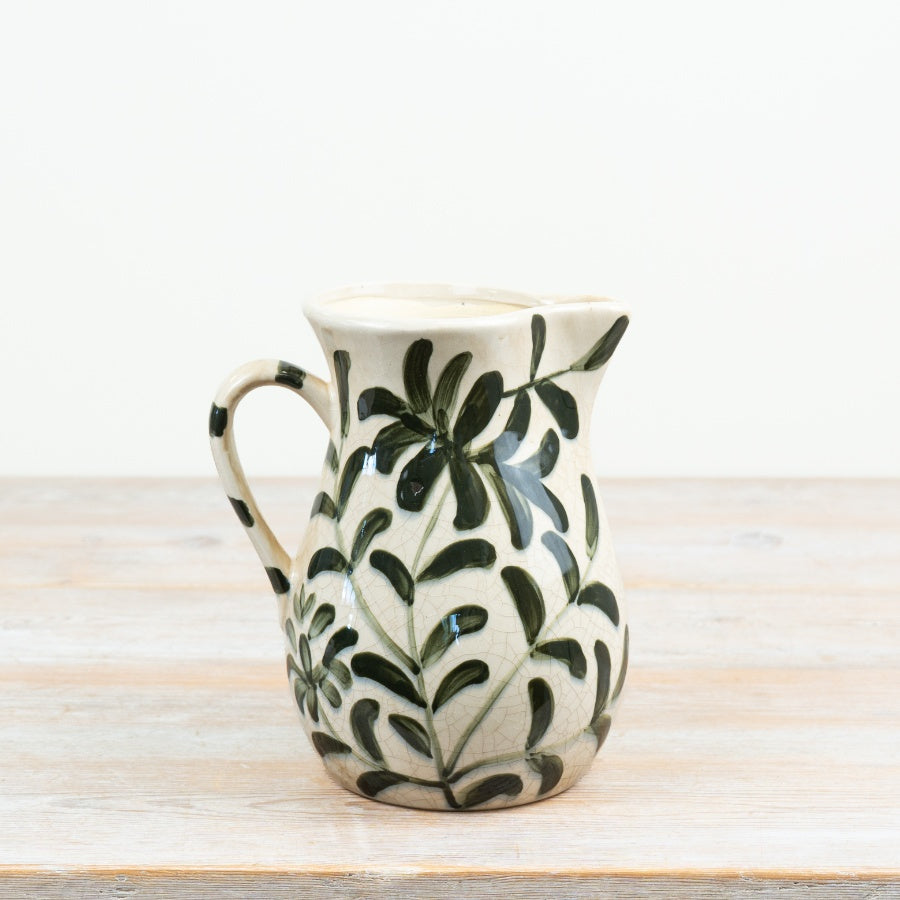 Glazed Leaf Jug Vase Ceramic Floral Vase Green Leaf Design Decorative Flower Vase Home Décor 20.5cm Item #83151
