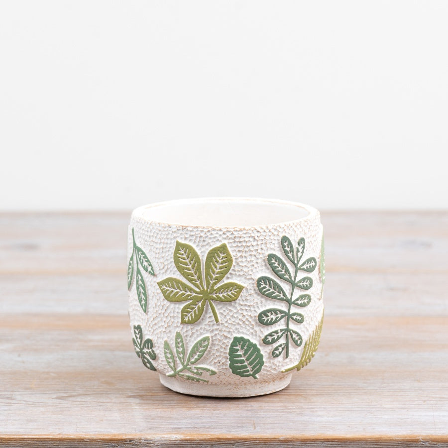 Green Leaf Plant Pot Botanical Leaf Planter Ceramic Plant Pot Neutral Indoor Home Décor 11x11x10cm Item #83169
