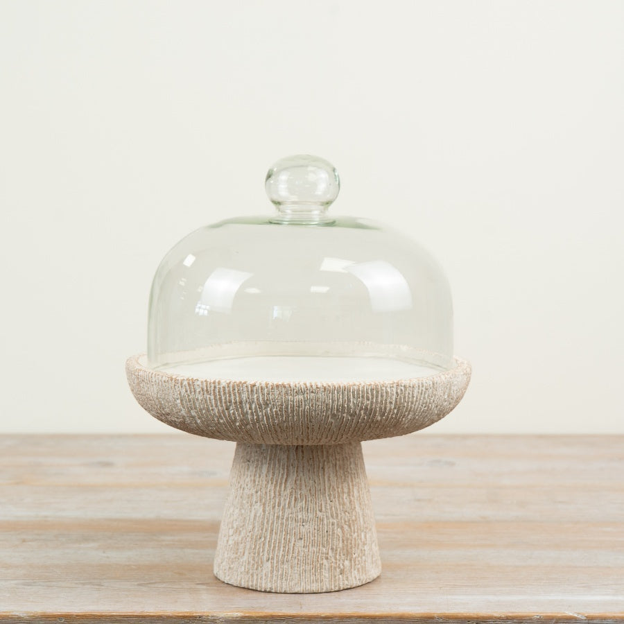 Cake Stand Tray Cement & Glass Cake Stand Dessert Display Serving Stand Contemporary Home Décor 23.5cm Item #83170