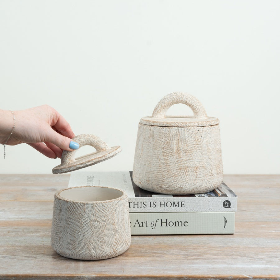 Cement Storage Pot Rustic Cement Storage Container Minimalist Home Organiser Decorative Pot 17x16.5cm Item #83172