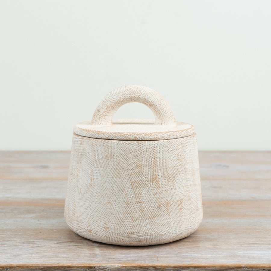 Cement Storage Pot Rustic Cement Storage Container Minimalist Home Organiser Decorative Pot 17x16.5cm Item #83172