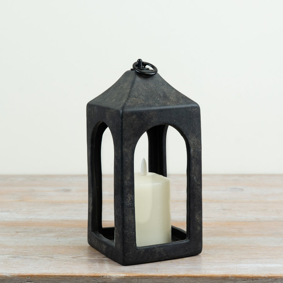 Open Black Lantern Metal Open Frame Lantern Decorative Candle Holder Indoor Outdoor Home Décor 25.5cm Item #83178