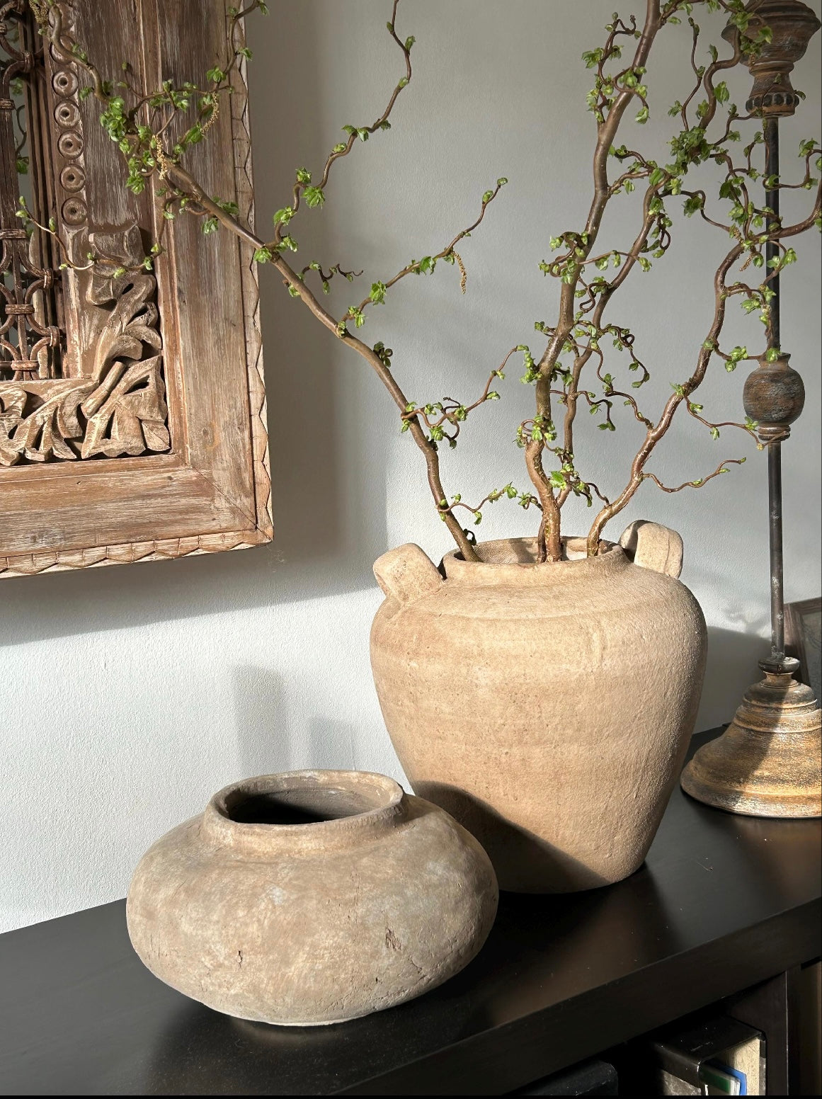 Tall Ceramic Vase 27cm – Textured Neutral Decorative for Modern, Rustic or Minimalist Home Décor – Slim Perry for Hallway, Mantel or Dining Table Display