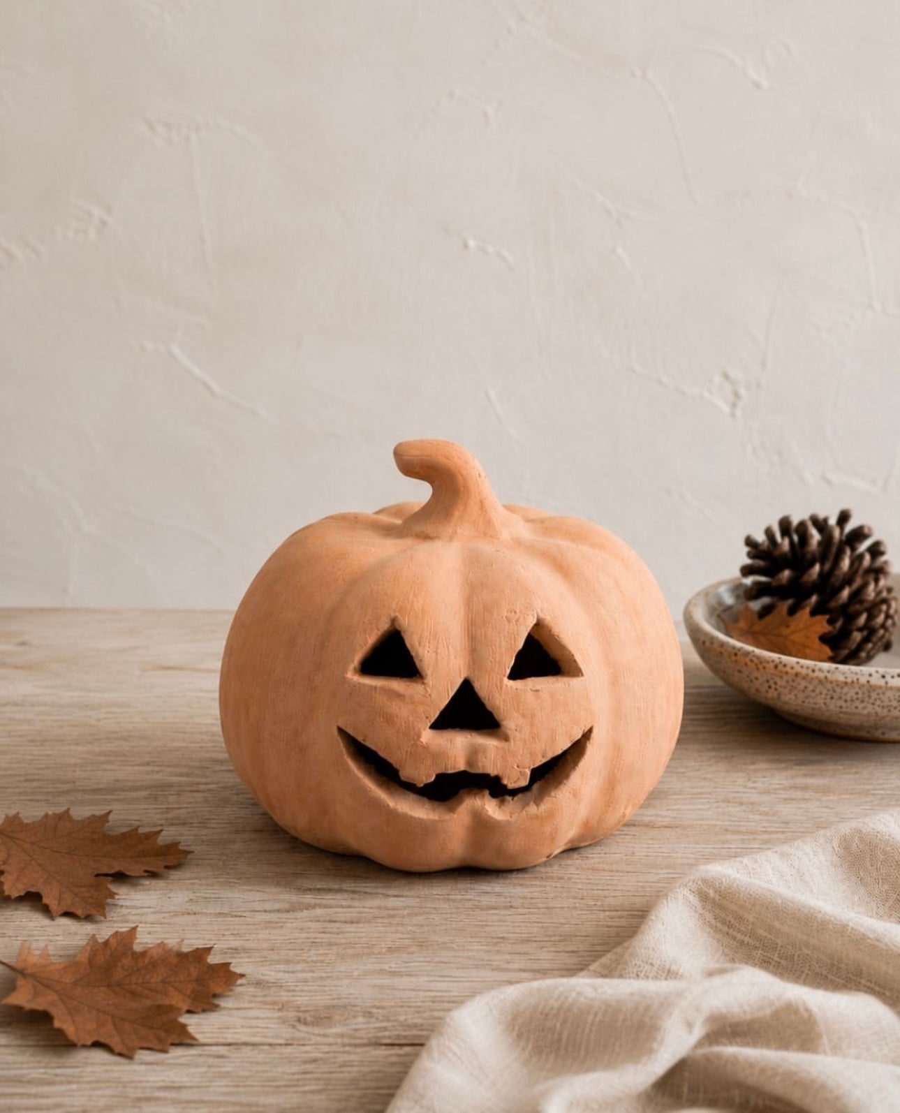 Terracotta Pumpkin Decoration Rustic Autumn Pumpkin Ornament Fall Home Decor 16.5cm