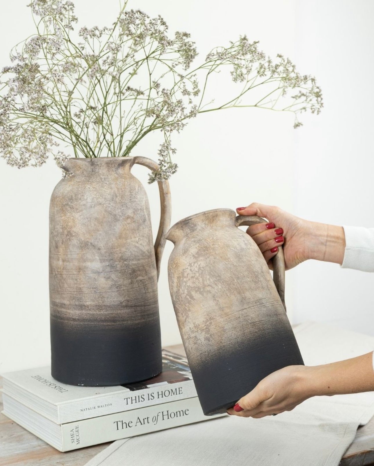 Terracotta Oti Jug Vase 26cm – Rustic Handmade Ceramic Jug, Decorative Flower Vase for Home Centrepiece Styling