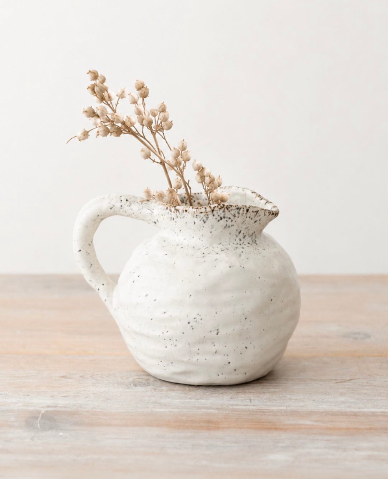 SM Beba Jug, 18.5cm – Rustic Ceramic Water Pitcher – Decorative Farmhouse Vase for Flowers – Vintage Style Home Decor for Kitchen, Dining Room, or Hallway